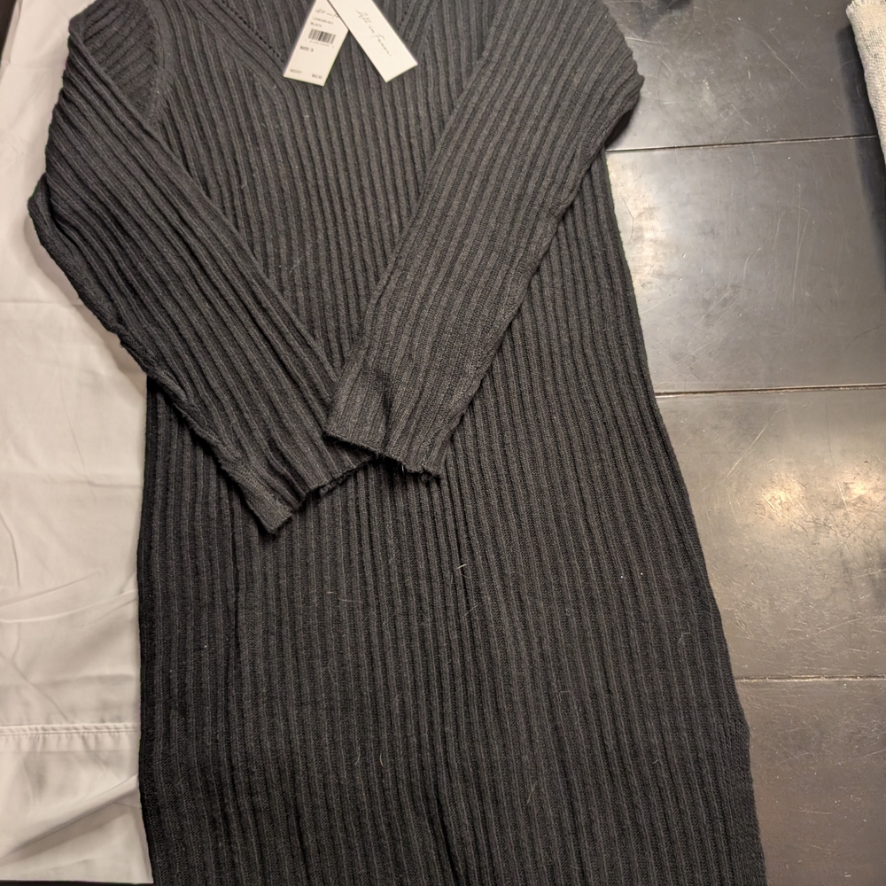 All in Favor Black Ribbed Knit Dress